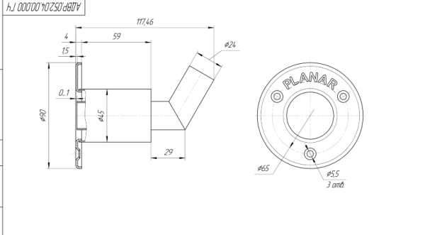 Труба выхлопная в борт Ø 24 мм для катеров и яхт сб. 2385